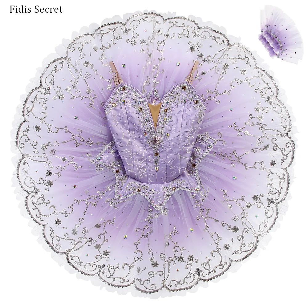 

Girls Ombre Purple Pancake Tutus Skirts,Flower Fairy Princess Classical Ballet Dancewear,Ballerina Professional Stage Costumes