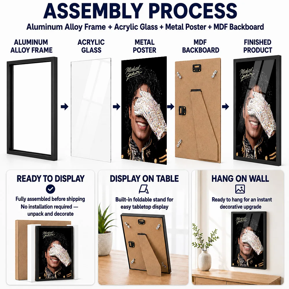 Michael Jackson Metal Posters With Aluminum Alloy Frame Customized Photo Music Inspired Wall Art For Listening Room And Bedroom