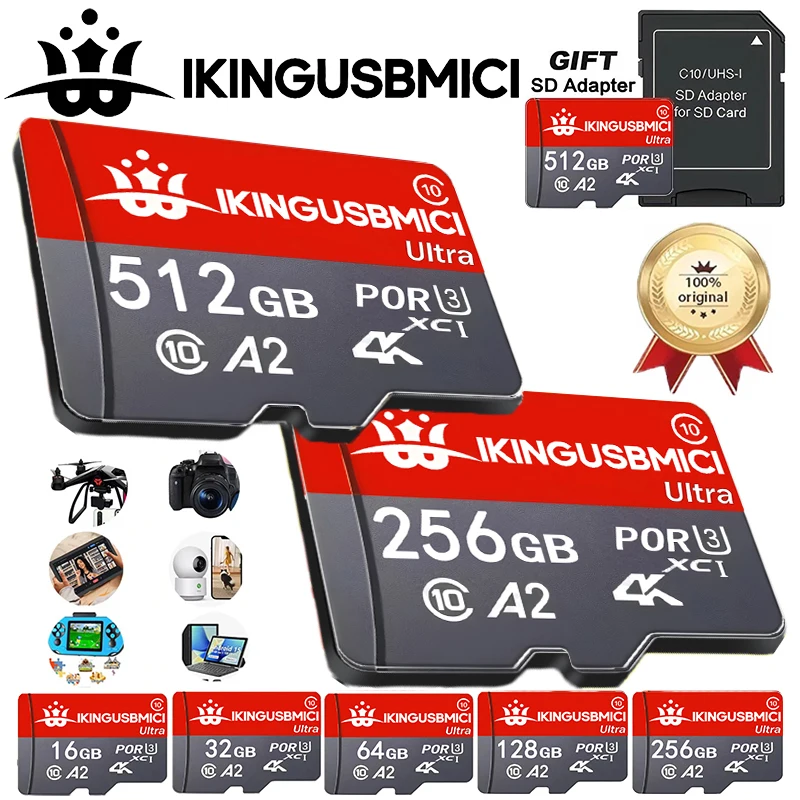 

SD Cards Micro TF SD Card Memory Card TF Cards 128GB 512GB 256GB 64GB Temperature Proof C10 U3 Class 10 for Laptop Phone