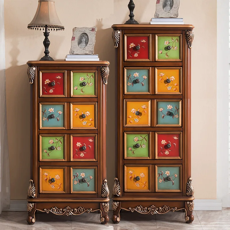 

American bedside table, Chinese porch cabinet solid wood, storage cabinet drawer type