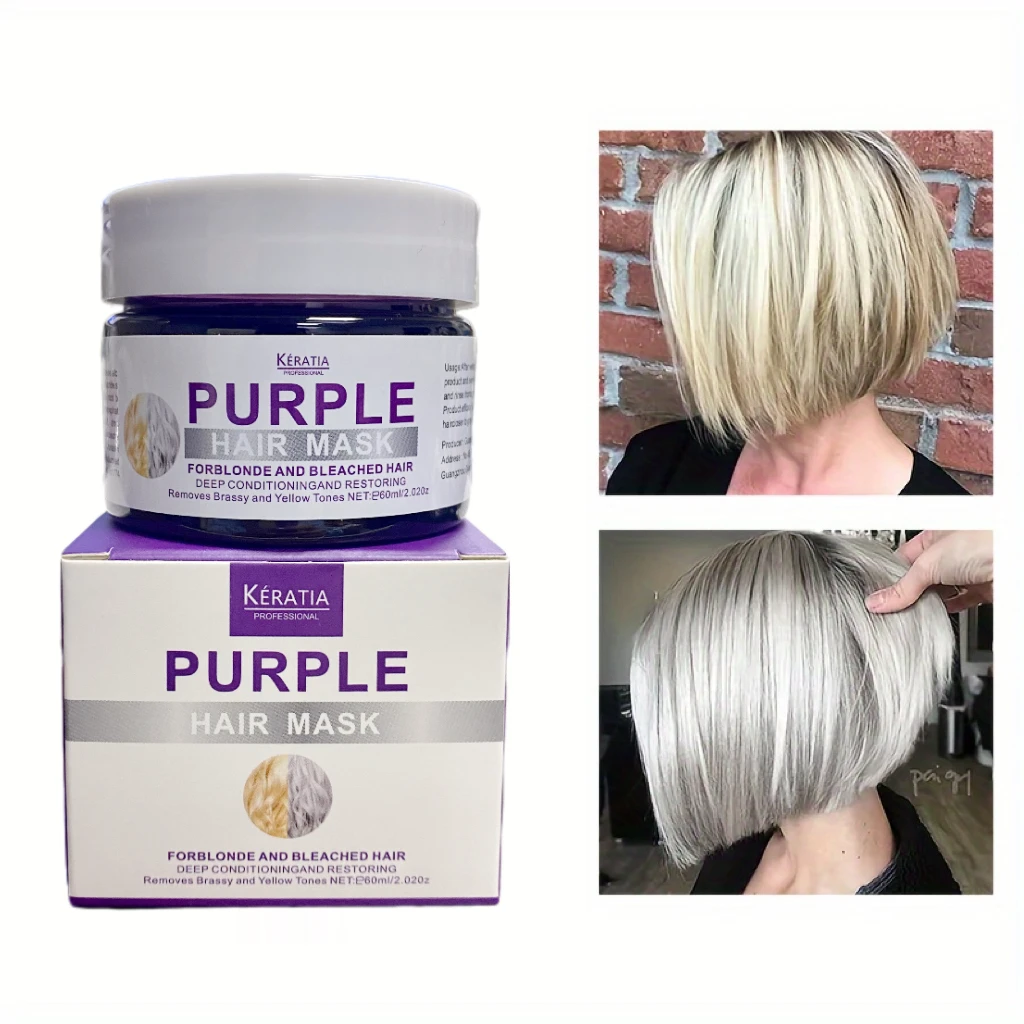 60ml Natural Cruelty Free Purple hair mask Removes Yellow Brassy Tones Cream Hair Care Products