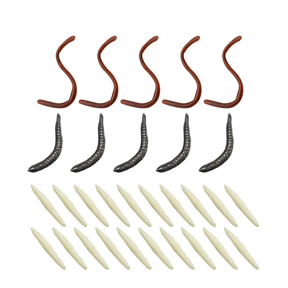 

30Pcs Artificial Worms PVC Simulation Props 20 Locust 5 Brown Earthworm 5 Black Cabbage Worm Scary Halloween Festival Haunted