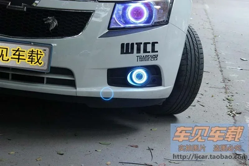 

Светодиодные дневные ходовые огни DRL COB Angel Eye, противотуманные фары с линзой проектора и крышкой для Chevrolet Cruze, 2 шт.
