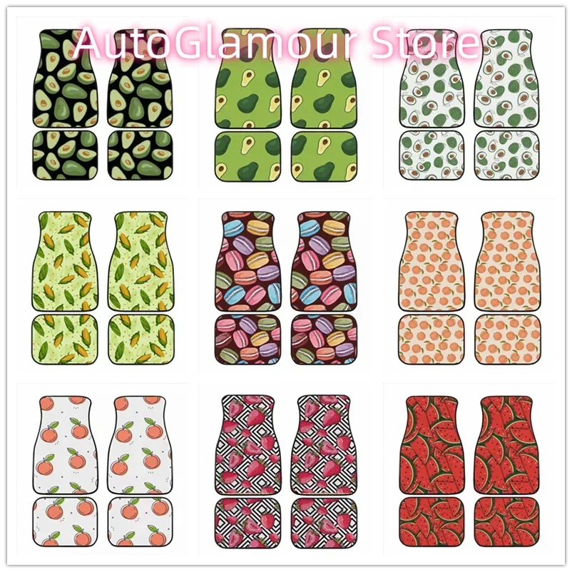 

Автомобильный коврик с рисунком зеленого авокадо, передний и задний коврик премиум-класса, набор из 4 прочных моющихся автомобильных ковриков