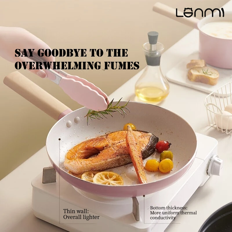 LANMI المعانقة غير عصا عموم المنزلية عناق مقلاة مكافحة تجاوز شقة القاع المقالي ستيك المقالي موقد غاز العام #4