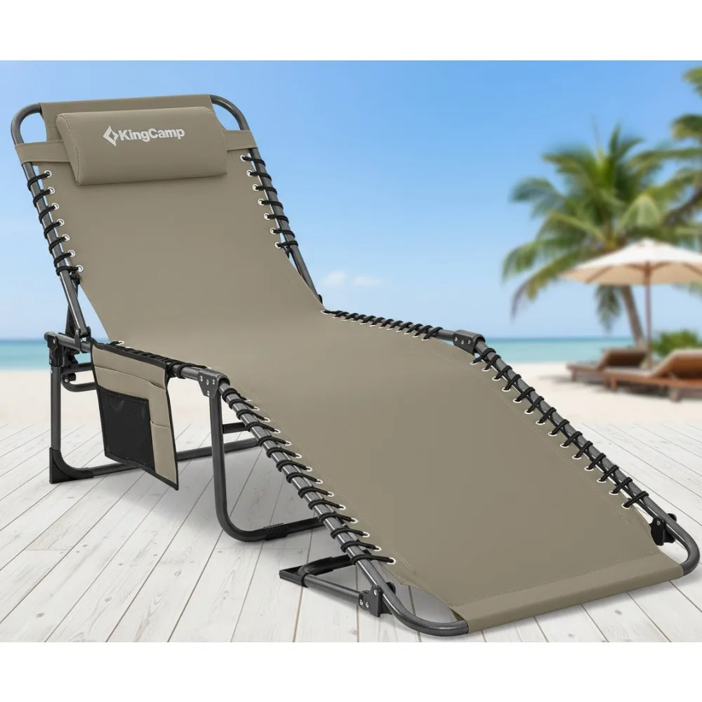 

Portable Reclining Lounger Chair with 4 Positions, Adjustable Pillow - Perfect for Camping, Beach & Outdoor Relaxation