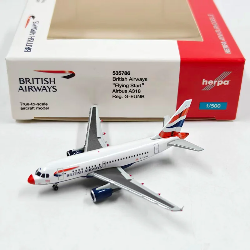 

herpa Diecast Alloy 1:500 Scale British A318 Flying Start 535786 Passenger Airplane Model For Display Collections
