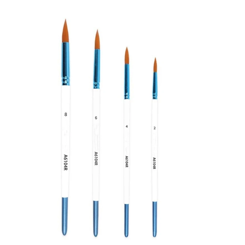 4 pennelli per artisti Pennelli per capelli in nylon Pennello a punta fine Pennello per acquerello per pittura acrilica