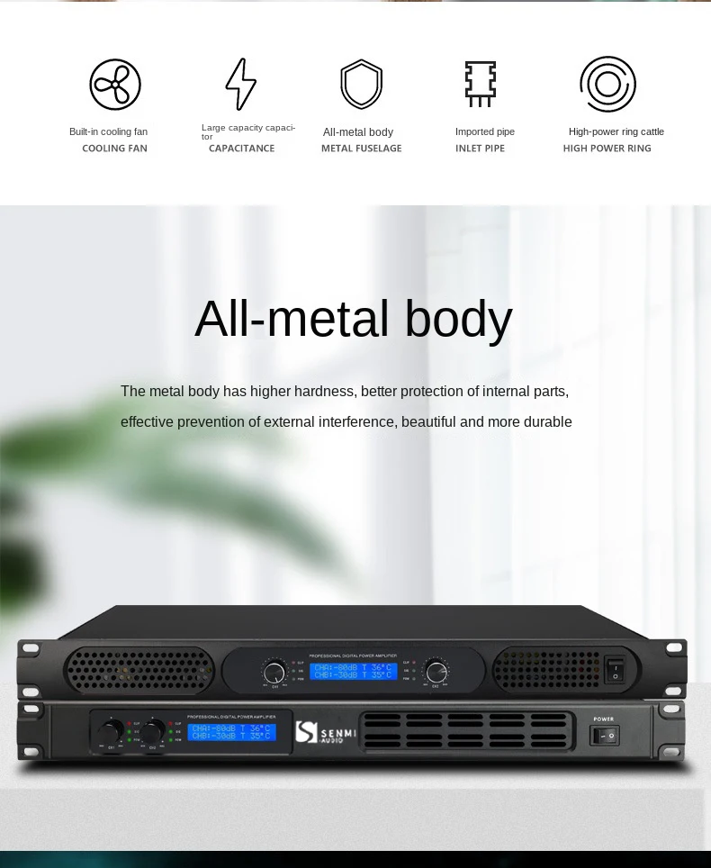 Senmi DS8200 2 Channel Digital Power Amplifier Professional With Adjust Volume Size Independent Knob For Stage