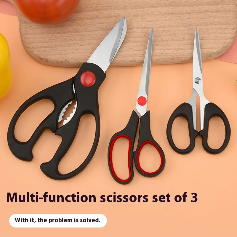 3 PCS Stainless Steel Multi Functional Kitchen Scissors Household Student Scissors Set for home office and kitchen