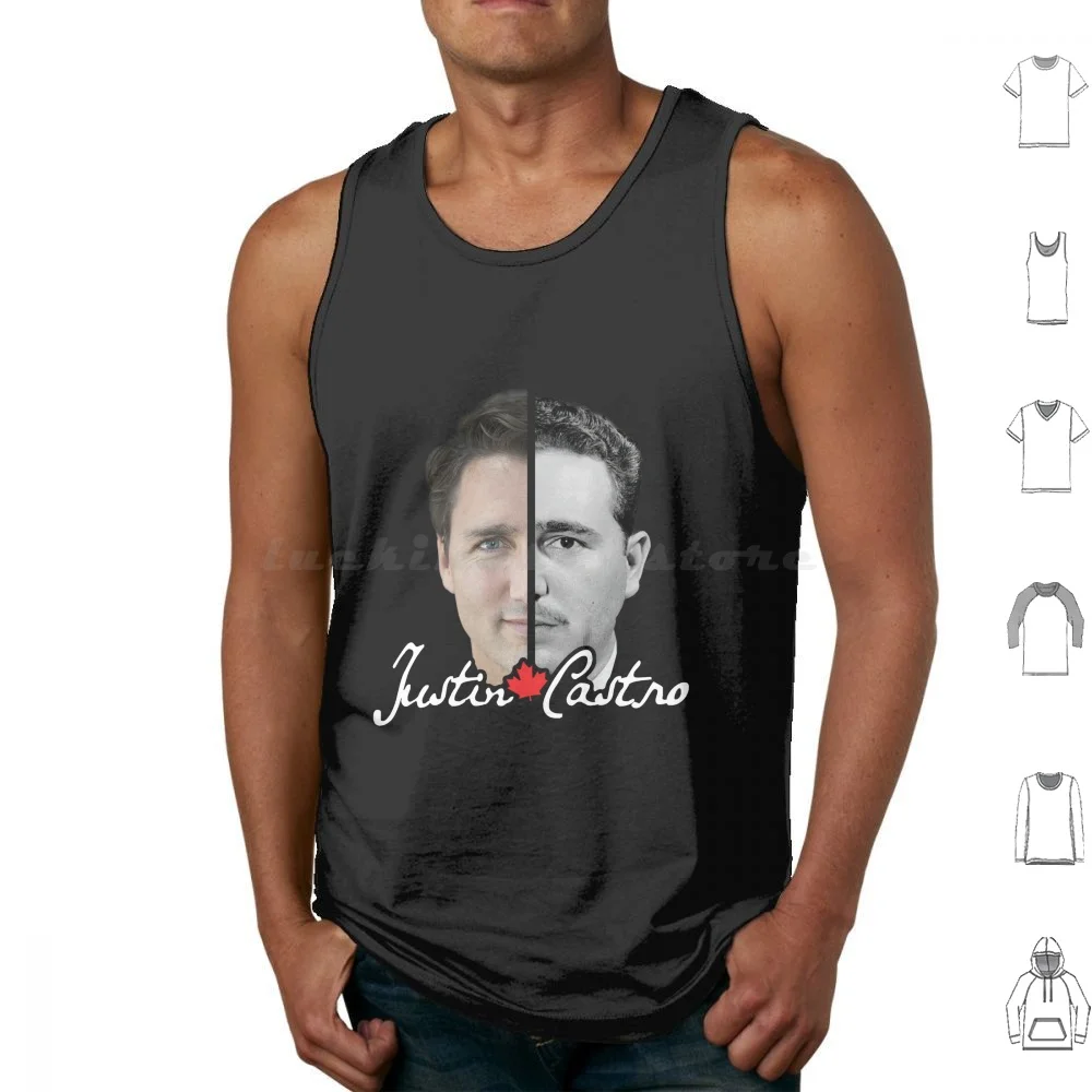 Justin Castro-White Text Tank Tops Vest Sleeveless Justin Trudeau Trudeau Fidel Castro Castro Canada Justin Castro