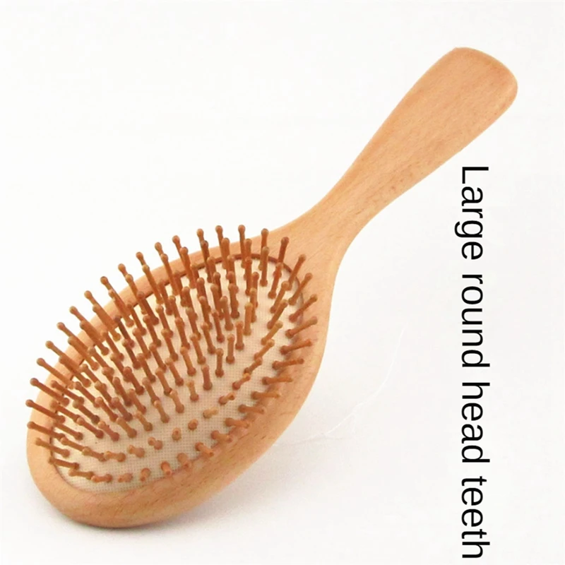 1 Piece Hair Brush Natural Comb Hairbrush Beech + Silicone For Curly Thick Long Dry Wet Hair Detangler Massage Brushes Women