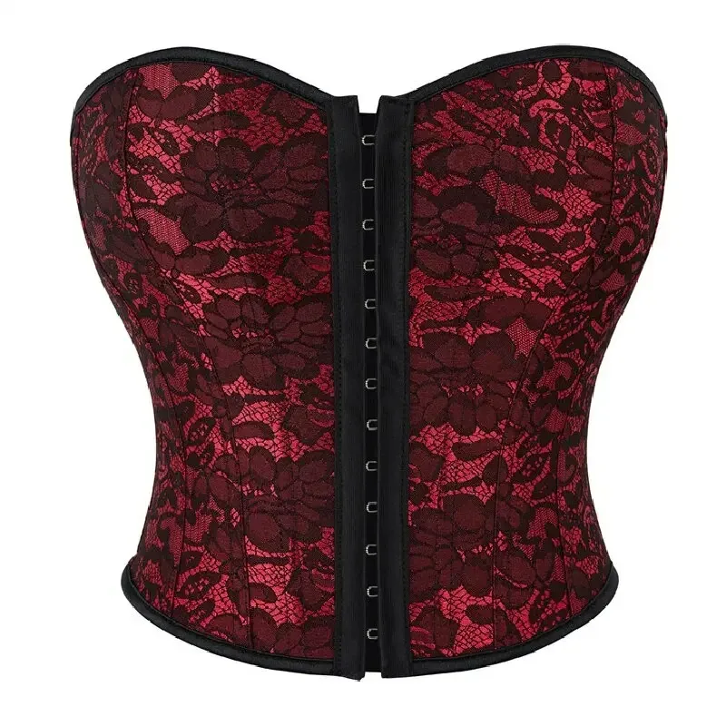 

Strapless Off Shoulder Corset Lace Floral Bustier Crop Tops Summer Camisole Underwear Female Slimming Body Shaper Red Blue