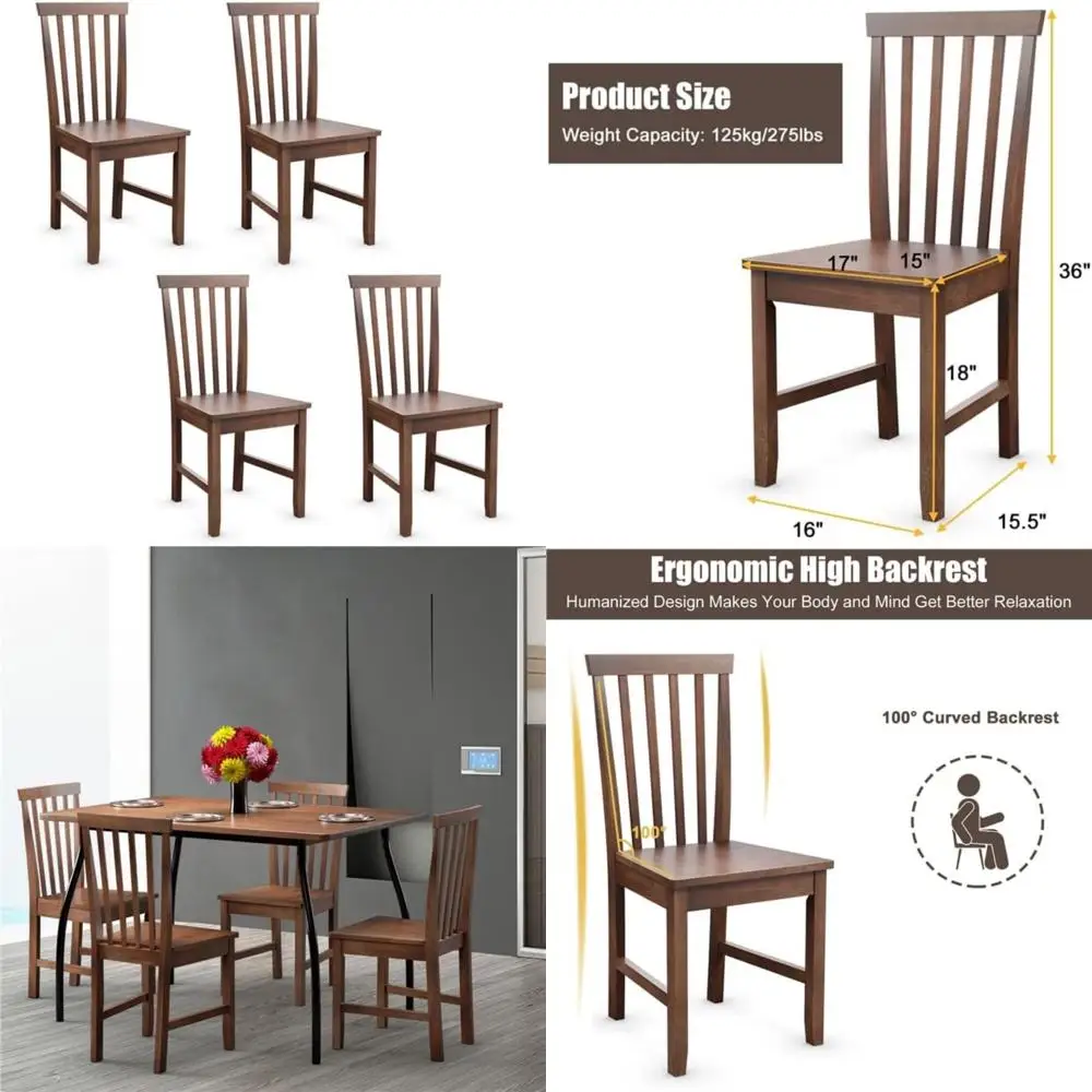 مجموعة من 4 كراسي مريحة لتناول الطعام من خشب الجوز للاستخدام في المطاعم وغرفة الطعام