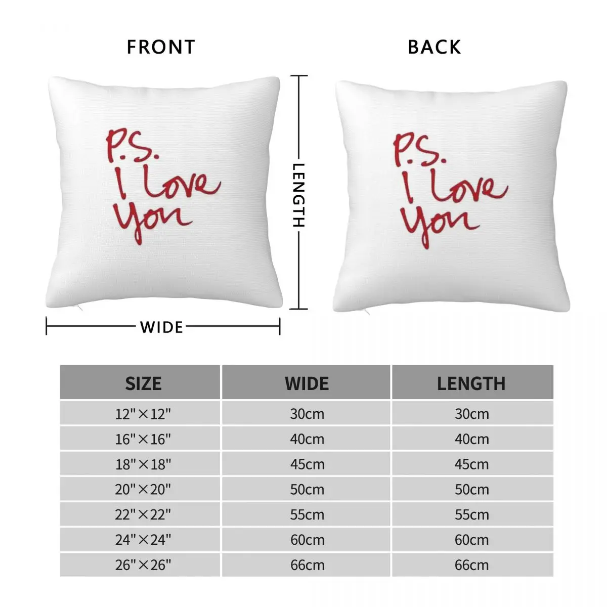 P.S. I Love You Square Pillowcase Polyester Linen Velvet Pattern Zip Decorative Car Cushion Cover Wholesale 45x45