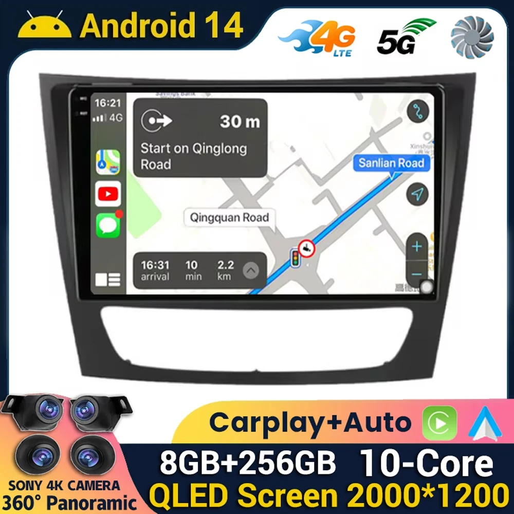 Android 14 Car Radio For Mercedes Benz E-class W211 E200 E220 E300 E350 E240 E270 E280 CLS CLASS W219 Android Auto Carplay WIFI