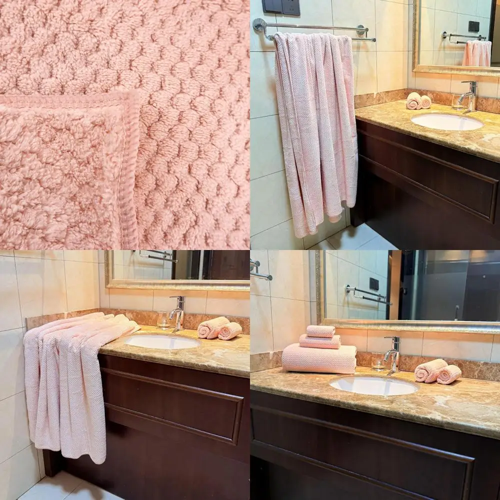 

Набор из 6 розовых больших банных полотенец - роскошные сверхбольшие полотенца с 80% содержанием полиэстера