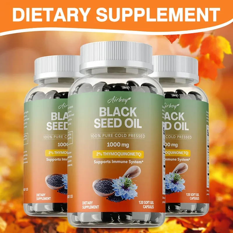 Black Seed Oil Capsules - Benefits Hair and Skin Health, Improves Digestion, Supports Immune Health, Non-GMO