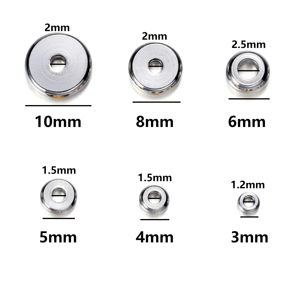 20 stks/partij 3-10mm Rvs Charm Spacer Kralen Platte Ronde Losse Big Hole Kralen Voor DIY Sieraden maken Benodigdheden Accessoires
