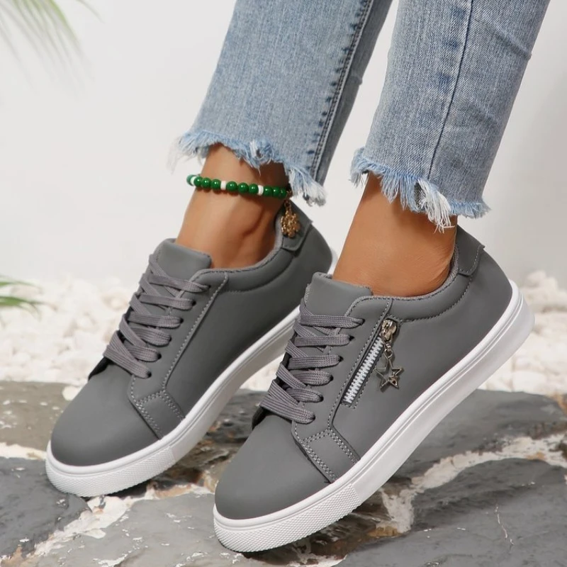 Madam  Spring/Autumn Lace-Up flat shoes Fashion Casual Shoes outdoor Comfortable Non-slip sneakers