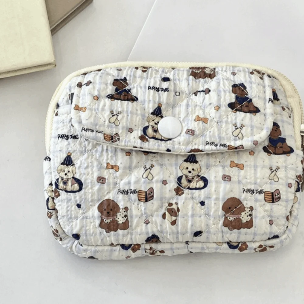 Cartoon Printing Mini Canvas Coin Purse Multifuctional Korean Style Cute Wallet Card Holder Jewelry Packing Bag