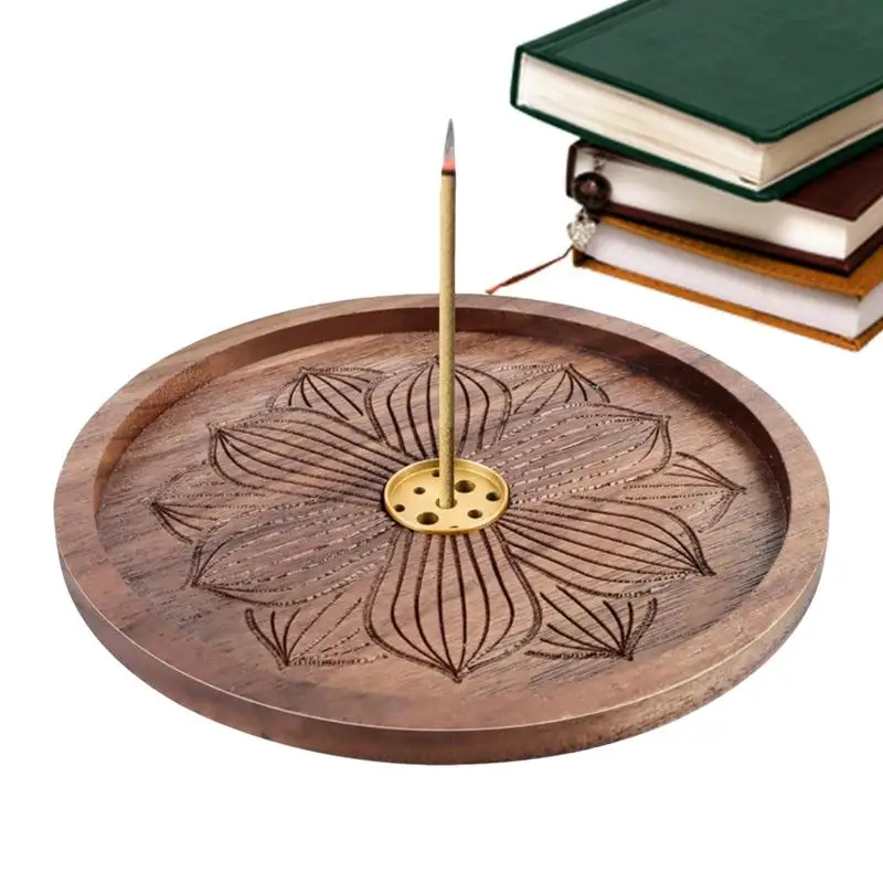 Flower Incense Burner Wood Stick Incense Burner No Clutter Portable Meditation Incense Burner Tray Incense Stick Ash Catcher