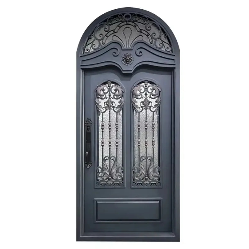 industrial wind grid design wrought iron door manual push-pull security door modern indoor and outdoor loft apartment