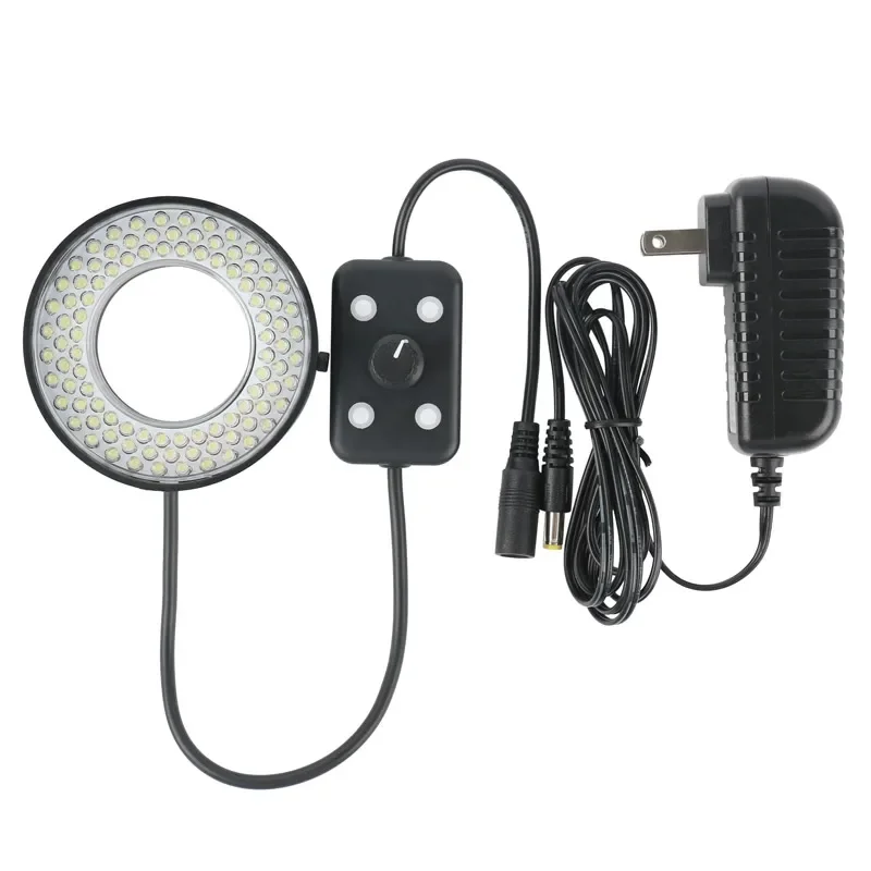 Iluminador de anillo LED, lámpara de Microscopio de iluminación ajustable de 4 zonas para cámara de vídeo de microscopio estéreo Binocular Trinocular, 96 Uds.