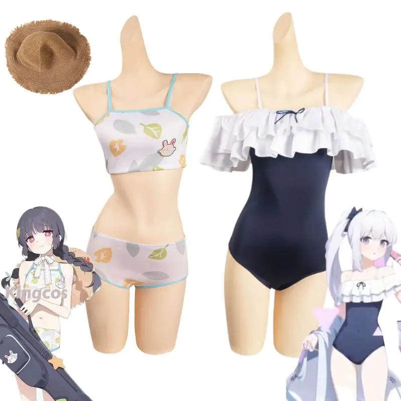 Blue Archive Cosplay Miyu Miyako Swimsuit Hat Cute Swimwear for Women Costume Summer Swimsuit Fantasia Outfit Halloween Suit