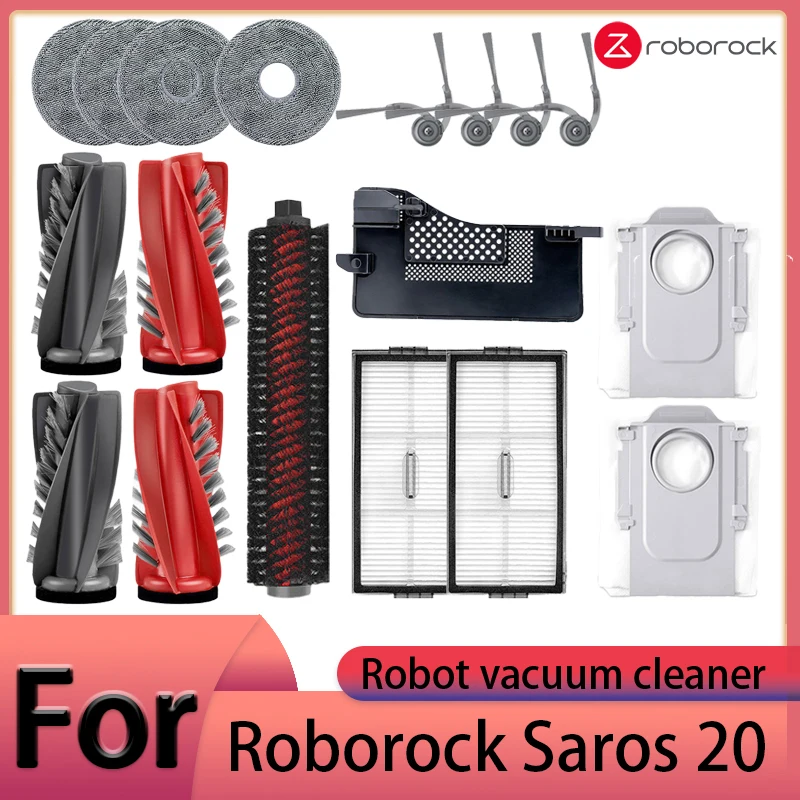 Acessórios para Aspirador Robô Roborock Saros 20: Escova Principal, Escova Lateral, Filtro HEPA, Panos de Limpeza, Saco de Poeira, Peças de Reposição
