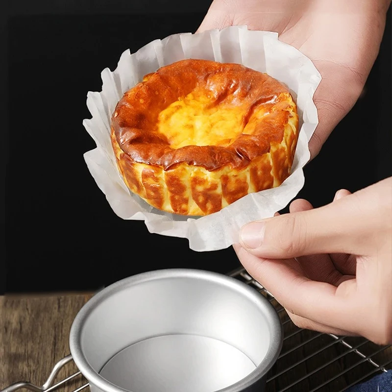 100pcs Disposable Basques Cake Paper 4/6/8 Inch Oil Resistant Non-stick Cheesecake Baking Paper Tray Oil-proof Pastry Baking Mat