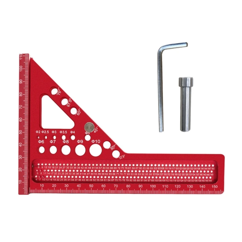 Aluminum Triangular Layout Measuring Tool Multiple Angles Measuring Ruler with Dowel Pin Wrench for Carpenter Engineer