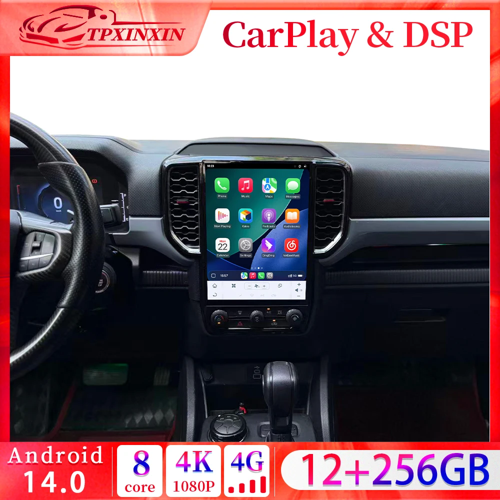 

12.1-дюймовый экран для Ford Ranger Everest 2022-2024, Android 14, мультимедийная система в стиле Tesla с CarPlay, GPS-навигацией, радио и проигрывателем