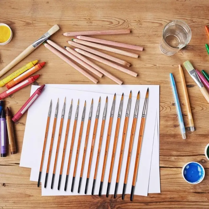 

Handle Fine Detail Paint Brush for Acrylic Watercolor Gouache Oil Face Body Painting Nylon Bristles Paint Brush F19E