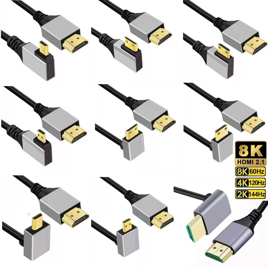 Micro HDMI-compatible To HDMI Cable 8K for GoPro Hero Raspberry Pi 4 Sony A6000 Nikon Yoga 3 Camera Raspberry Pi Mini HDMI Cord