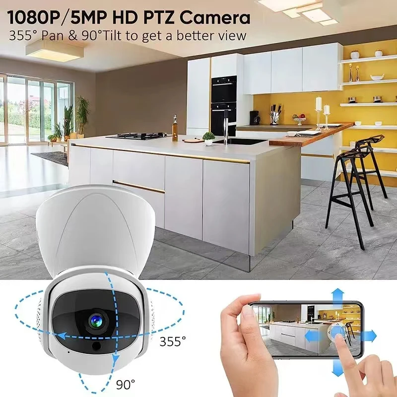 FHD WIFI PTZ Câmera IP CCTV Security Protector Vigilância Câmera sem fio Smart Auto Tracking Baby Monitor com Google Alexa