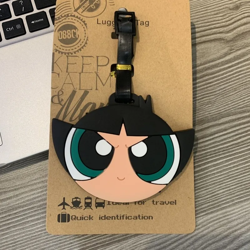 Powerpuff الفتيات الكرتون إكسسوارات السفر علامة الأمتعة هلام السيليكا حقيبة معرف Addres حامل الأمتعة الصعود العلامة المحمولة التسمية