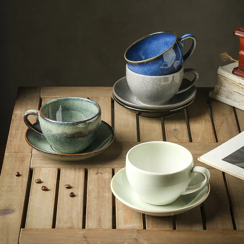 Creative Ceramic Craftsmanship Kiln Transformation Coffee Cup Set Makeup Vintage Office Tea Table Water Tea Cup Birthday Gift
