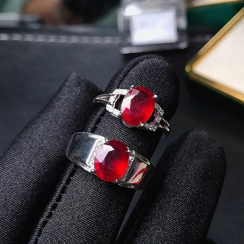 

Best Selling Style Natural Pigeon Blood Ruby Ring 925 Silver Women's Ring Simple and Elegant