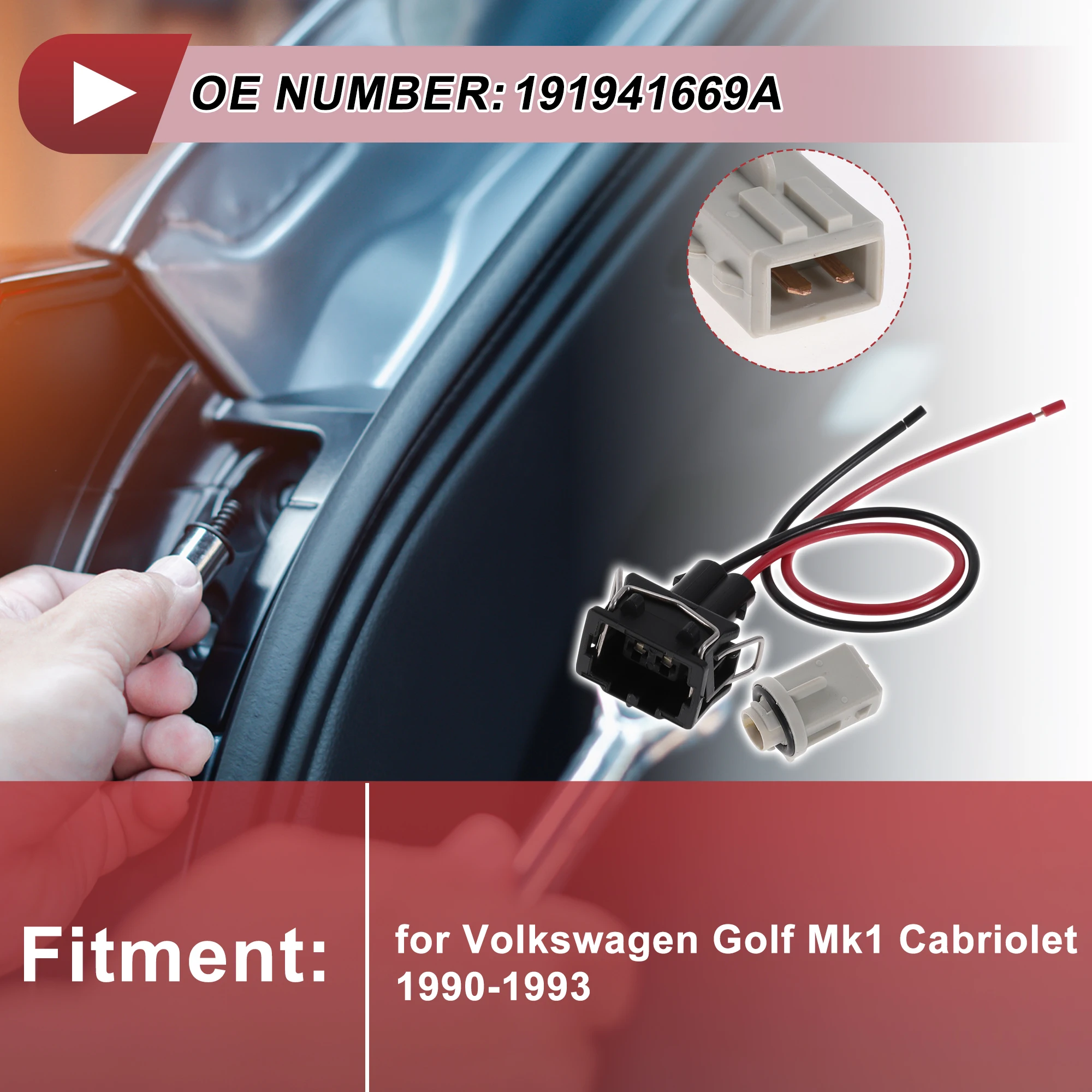 

Проводка розетки бокового габаритного фонаря UXCELL для VW Golf Mk1 1990-1993 No 191941669A