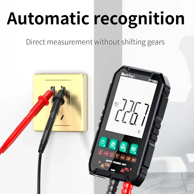 MASTFUYI Digital Multimeter AC DC NCV Smart Tester Multimetro Ohm Voltage Meter Auto Range 600V Profesional Electrician Tester