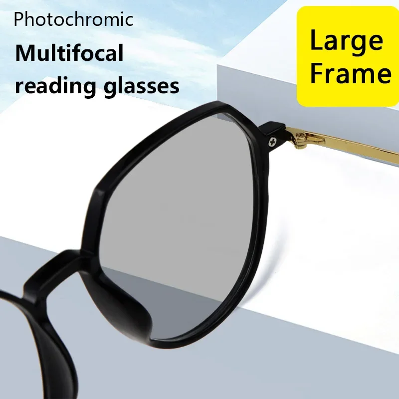 Photochromic Progressive Reading glasses Computer Readers No Line for Mid-Near Range Approx 3ft Presbyopia Eyeglasses for Women
