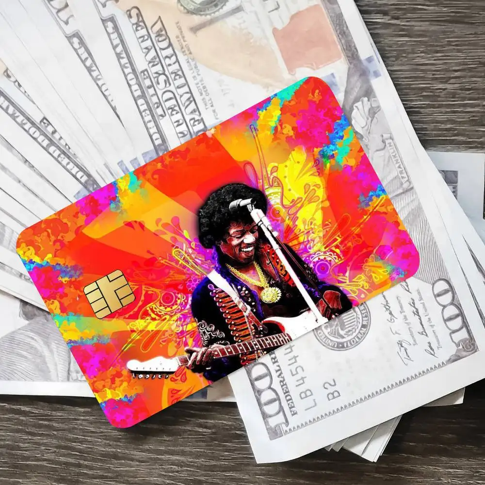 Guitarist J-JIMI H-HENDRIX K Poster Credit Skin Cover Card Stickers 4PCS Film Bus Pass Front Decoration Bank Debit Waterproof