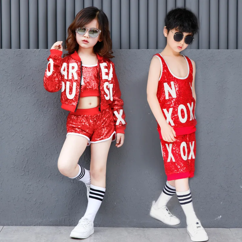 

New Children's Sequined Costumes Boys and Girls Jazz Dance Street Dance Costumes