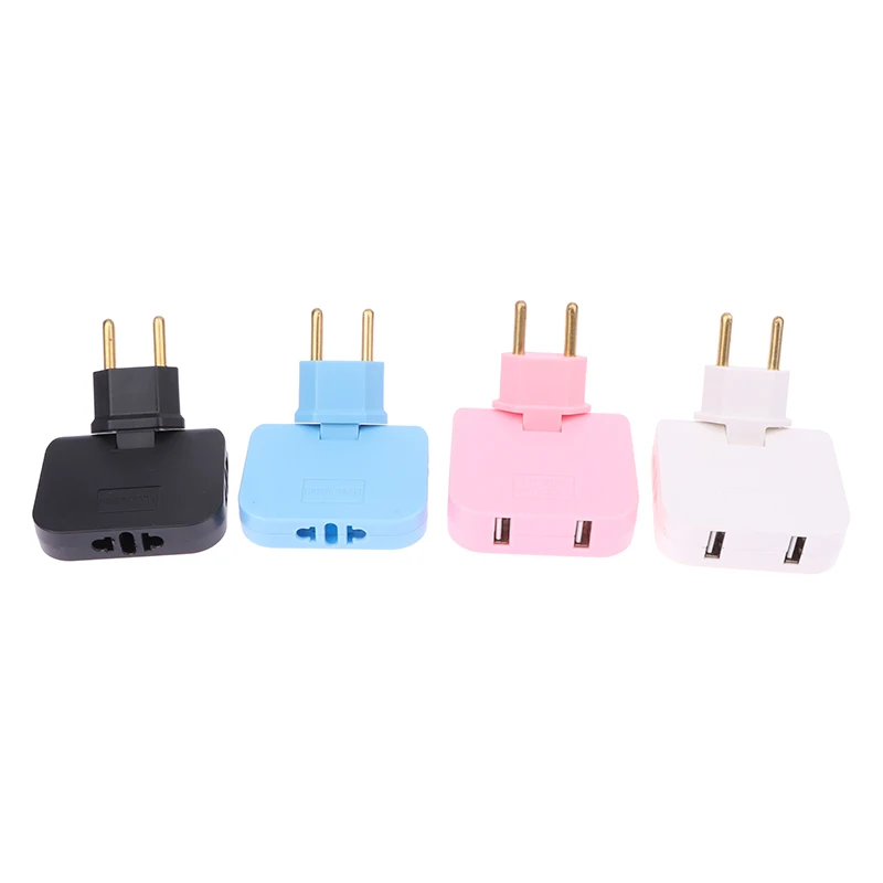 【C】EU Plug 180 Degree Rotary Adapter Foldable 3 In 1 Travel Adapter Electrical Plug Power Converter Electric AC Outlet