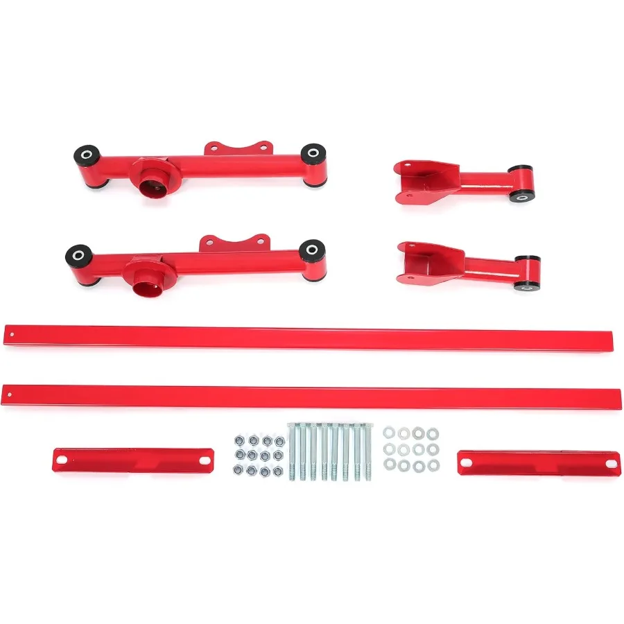 チューブラーコントロールアームとサブフレームキット、リアアッパーロワー、1979-2004年式フォード・マスタング・コブラ対応、スチール製、パウダーコーティング済み、レッド