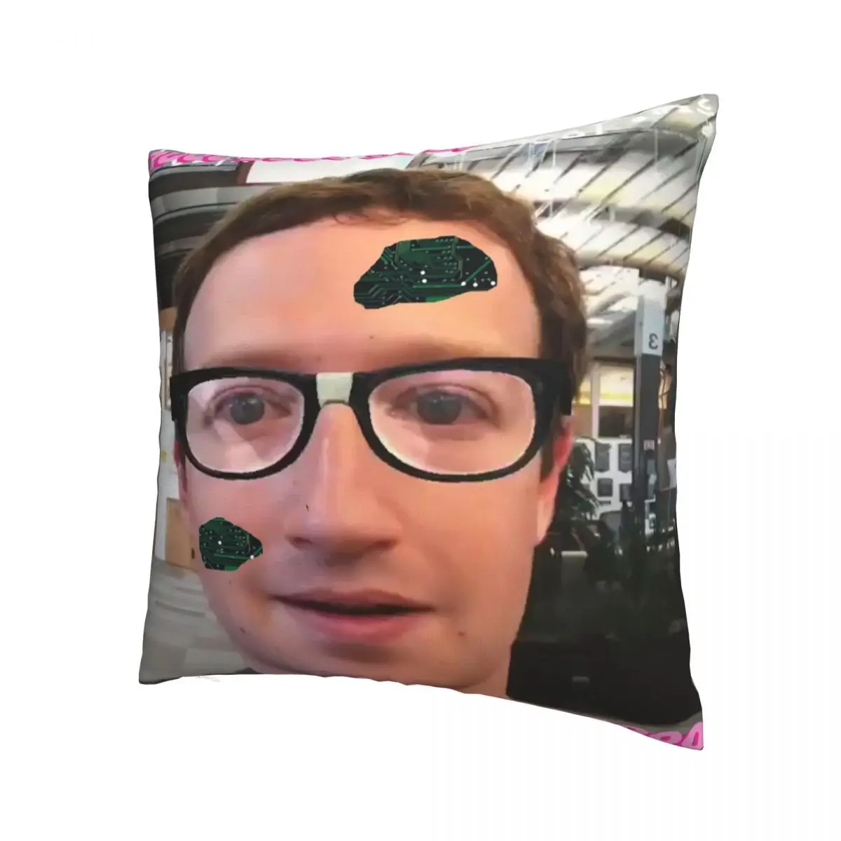 Robot Mark Zuckerberg Pillowcase Printed Polyester Cushion Cover Gift Funny Meme Throw Pillow Case Cover Home Square 45X45cm