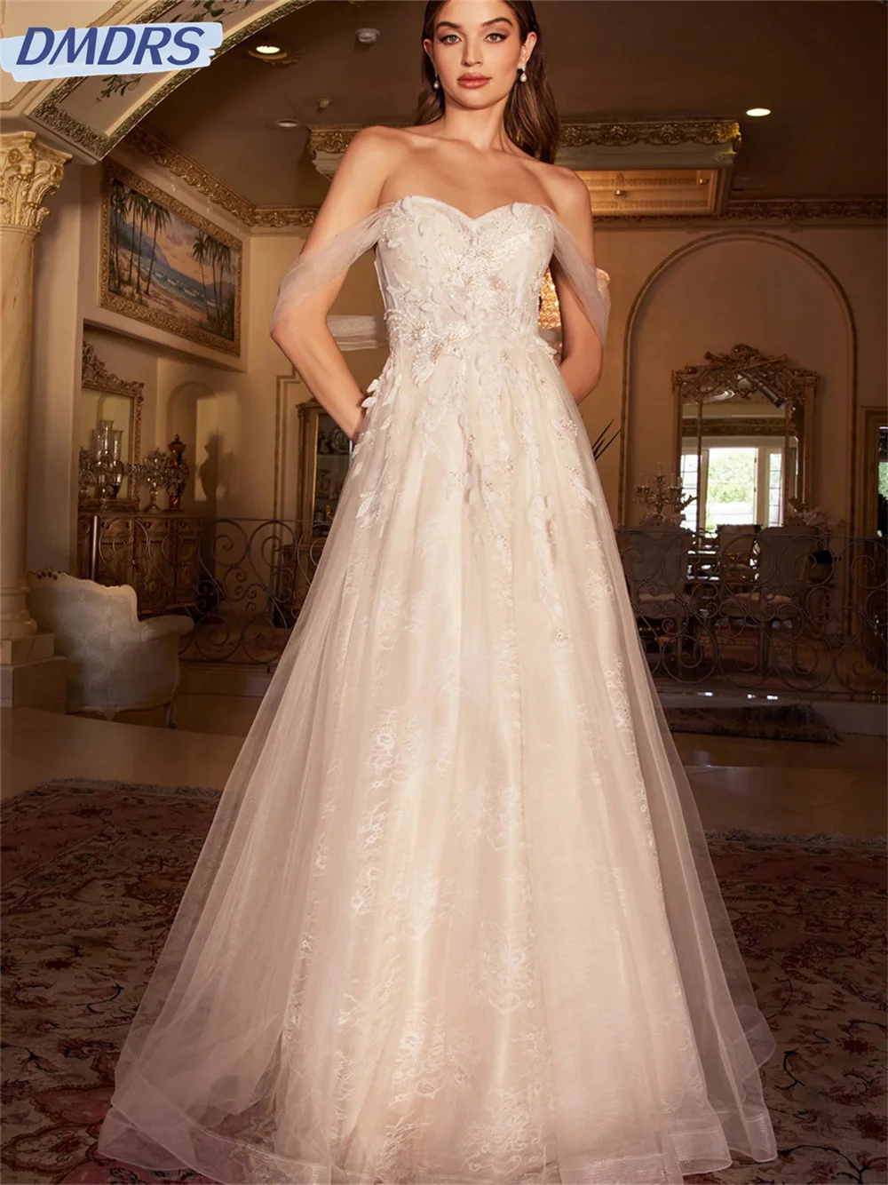 Affascinante abito da sposa senza spalline 2024 semplice abito da sposa in Tulle grazioso abito Appliqué lungo fino al pavimento Vestidos De Novia