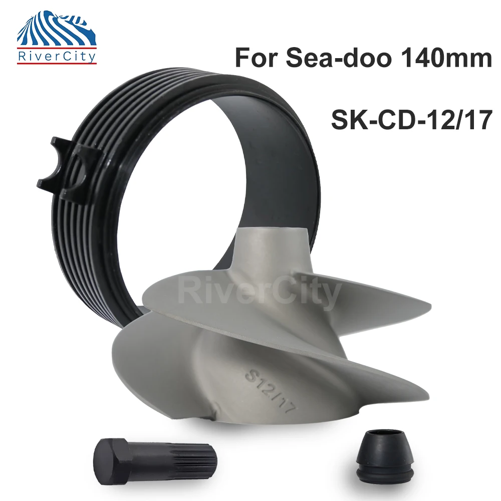 

Fit Seadoo Jet Ski Impeller Brushed SK-CD-12/17 SPARK ACE 900 HO TRIXX 3 Blades 140mm Impeller with Wear Ring, Wrench and Seal