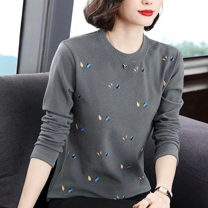 New Printing Casual Tops Ladies Interior Lapping O-neck Women\'s Clothing Simplicity Pullovers Long Sleeve Undercoat T-Shirts